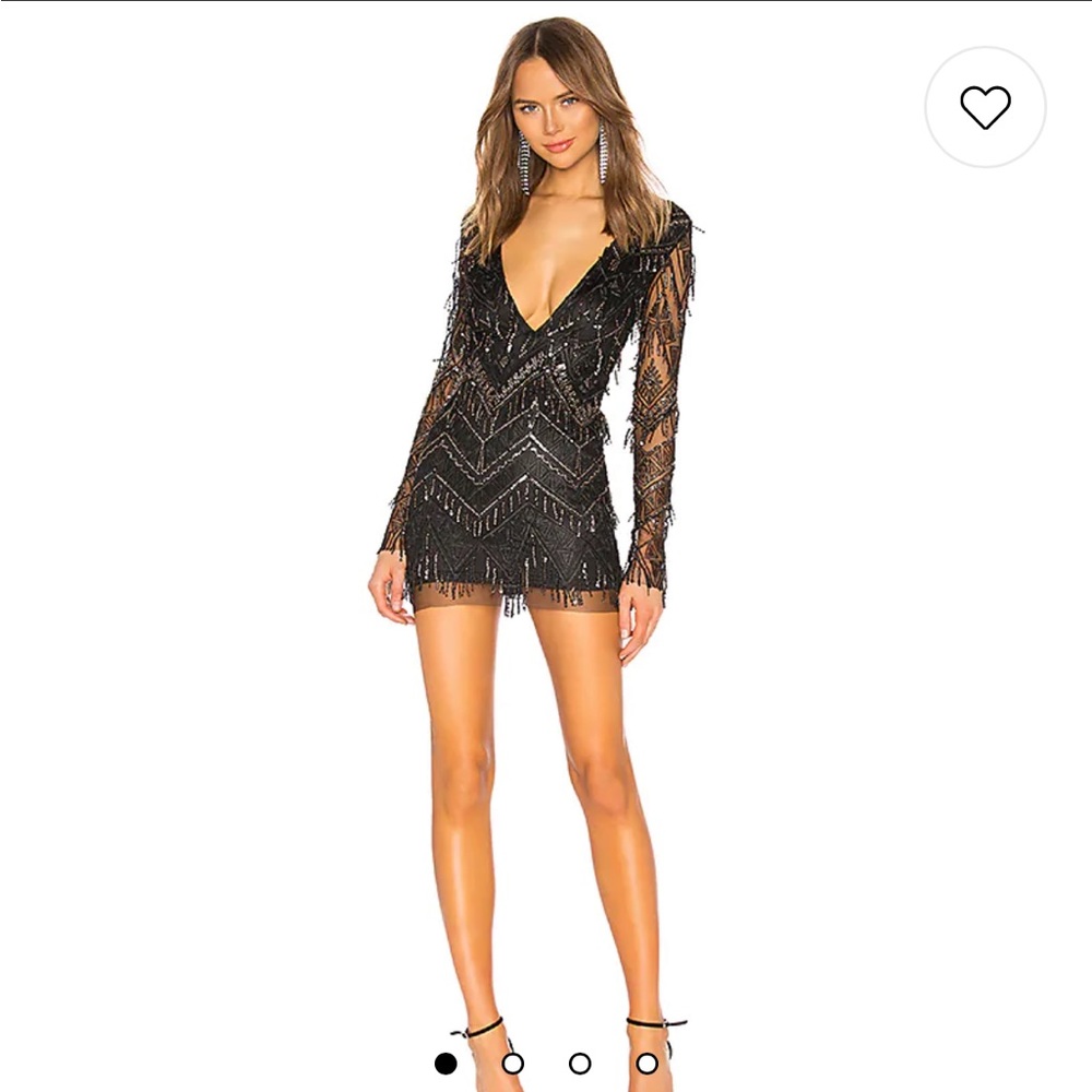 NWT Superdown Nia sequin fringe low cut mini dress size small